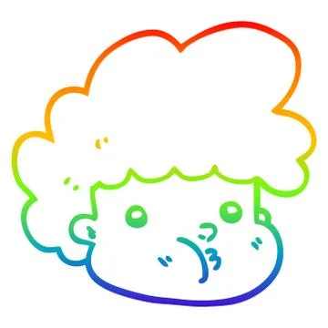 Rainbow gradient line drawing cartoon boy Stock Illustration