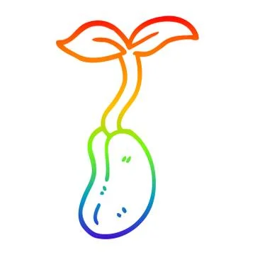 Rainbow gradient line drawing cartoon seedling Illustration