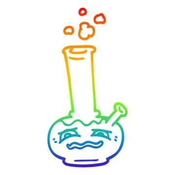 Rainbow gradient line drawing cartoon bong Illustrazione stock
