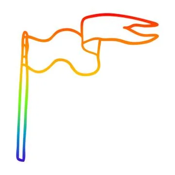 Rainbow gradient line drawing cartoon flag Ilustração Stock