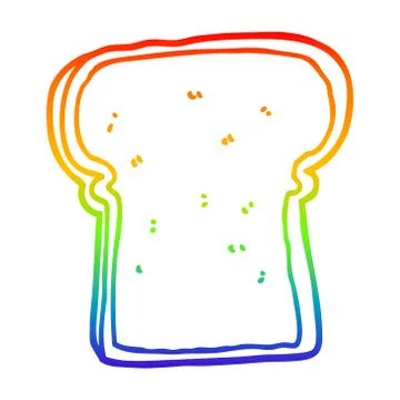Rainbow gradient line drawing cartoon slice of bread 스톡 일러스트