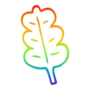 Rainbow gradient line drawing cartoon oak leaf 스톡 일러스트