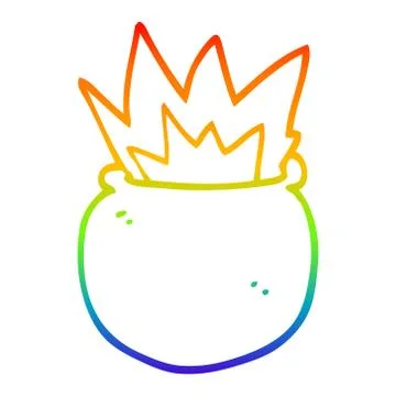 Rainbow gradient line drawing cartoon exploding cauldron イラスト素材