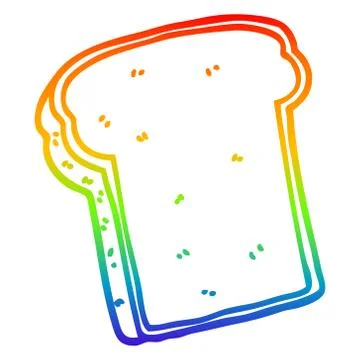 Rainbow gradient line drawing cartoon slice of bread Stock Illustration