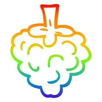 Rainbow gradient line drawing cartoon raspberry Stock Illustration