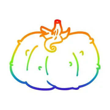 Rainbow gradient line drawing cartoon winter squash Stock-Illustration