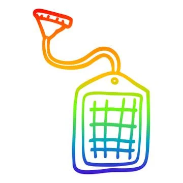 Rainbow gradient line drawing cartoon green tea string bag Stockillustratie