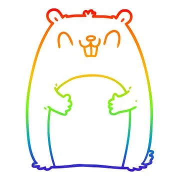 Rainbow gradient line drawing cartoon happy gopher Stock Illustration