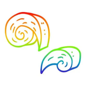 Rainbow gradient line drawing cartoon swirl decorative elements Stock Illustration