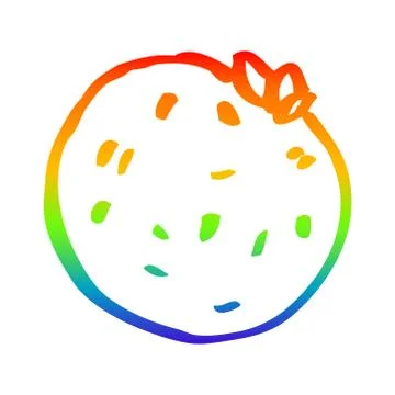 Rainbow gradient line drawing cartoon grapefruit Illustrazione stock