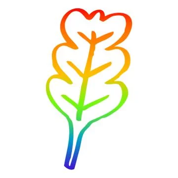 Rainbow gradient line drawing cartoon oak leaf 스톡 일러스트