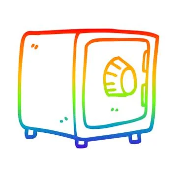 Rainbow gradient line drawing cartoon locked safe イラスト素材