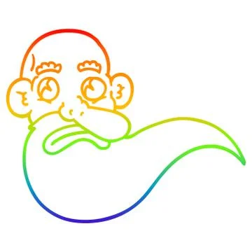 Rainbow gradient line drawing cartoon grumpy old man Illustrazione stock