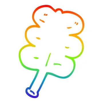 Rainbow gradient line drawing cartoon autumnal leaf 스톡 일러스트