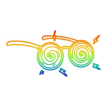 Rainbow gradient line drawing cartoon x-ray specs イラスト素材