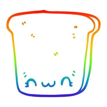 Rainbow gradient line drawing cartoon slice of bread Stock Illustration
