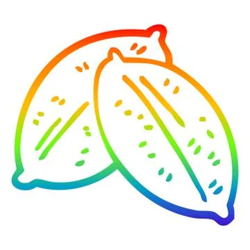 Rainbow gradient line drawing cartoon leaf Stock Illustration