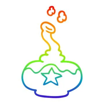 Rainbow gradient line drawing cartoon potion Ilustração Stock