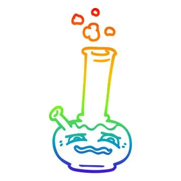 Rainbow gradient line drawing cartoon bong Stock Illustration