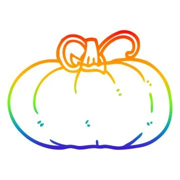 Rainbow gradient line drawing cartoon winter squash Stock-Illustration