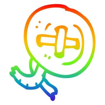 Rainbow gradient line drawing cartoon old button Illustrazione stock