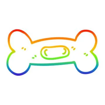 Rainbow gradient line drawing cartoon pet bone Illustrazione stock