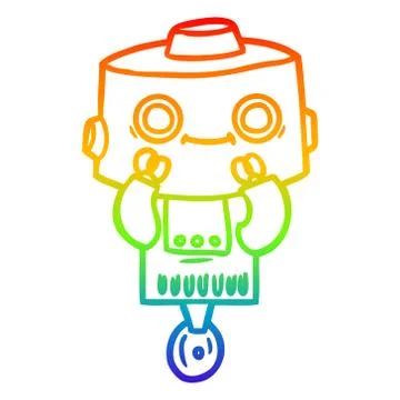 Rainbow gradient line drawing cartoon robot 스톡 일러스트