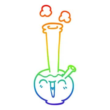 Rainbow gradient line drawing cartoon bong 库存插图