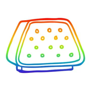 Rainbow gradient line drawing cartoon desktop intercom Illustrazione stock
