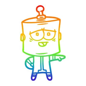 Rainbow gradient line drawing cartoon robot 스톡 일러스트