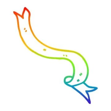 Rainbow gradient line drawing cartoon banner blowing in wind 库存插图