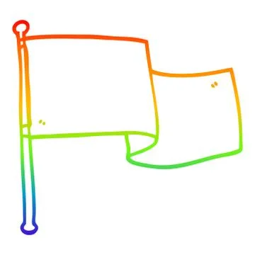 Rainbow gradient line drawing cartoon white flag waving Ilustração Stock