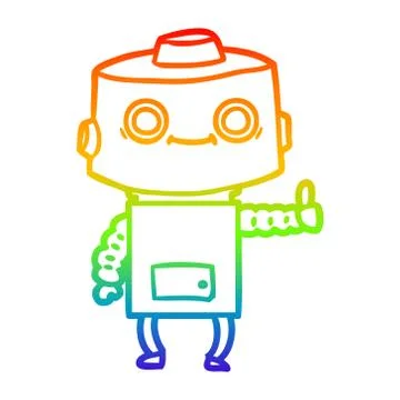 Rainbow gradient line drawing cartoon robot 스톡 일러스트
