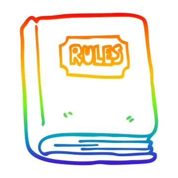 Rainbow gradient line drawing cartoon rule book Stock Illustration