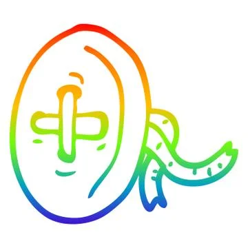 Rainbow gradient line drawing cartoon button Illustrazione stock