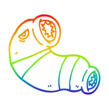 Rainbow gradient line drawing cartoon monster leech Stock Illustration