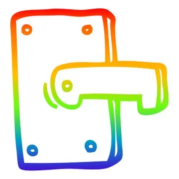Rainbow gradient line drawing cartoon metal door handle Illustration
