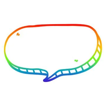 Rainbow gradient line drawing cartoon speech bubble Stock Illustration