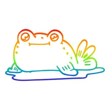 Rainbow gradient line drawing cartoon fish Stock Illustration