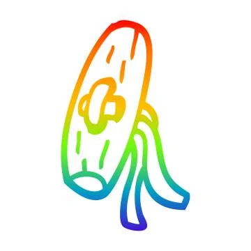 Rainbow gradient line drawing cartoon old wooden button Stock Illustration