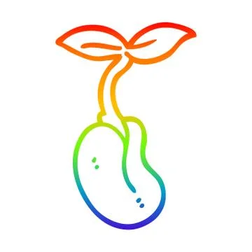Rainbow gradient line drawing cartoon seedling Illustration
