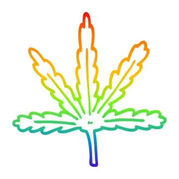Rainbow gradient line drawing cartoon marijuana leaf 스톡 일러스트