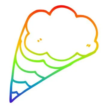 Rainbow gradient line drawing cartoon decorative cloud Illustrazione stock