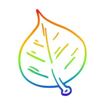 Rainbow gradient line drawing cartoon leaf 스톡 일러스트
