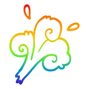 Rainbow gradient line drawing cartoon water waves Stock Illustration