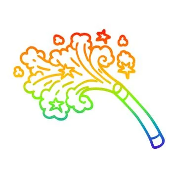 Rainbow gradient line drawing cartoon magic trick Ilustração Stock