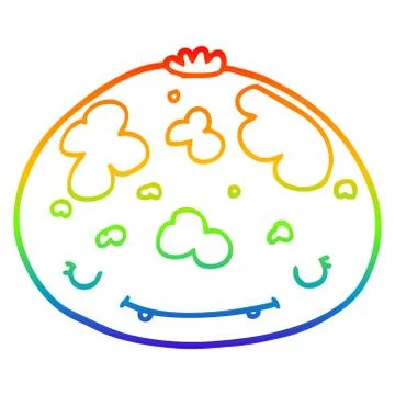 Rainbow gradient line drawing cartoon squash Stock-Illustration