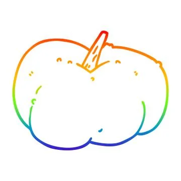 Rainbow gradient line drawing cartoon pumpkin squash Illustrazione stock