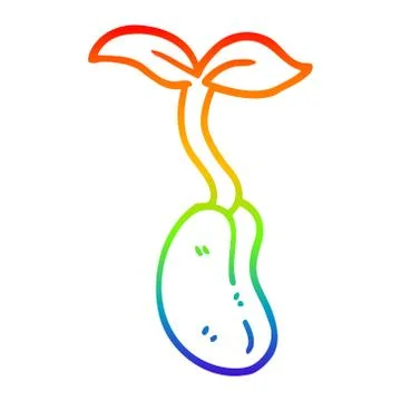 Rainbow gradient line drawing cartoon seedling Illustration