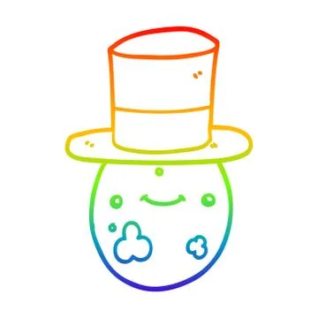 Rainbow gradient line drawing cartoon posh egg Stock Illustration